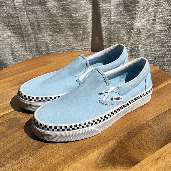 Vans Shoes Vans Classic Slip-On Check Foxing Blue Boys 4.5 - Women 6 - Picture 1 of 9